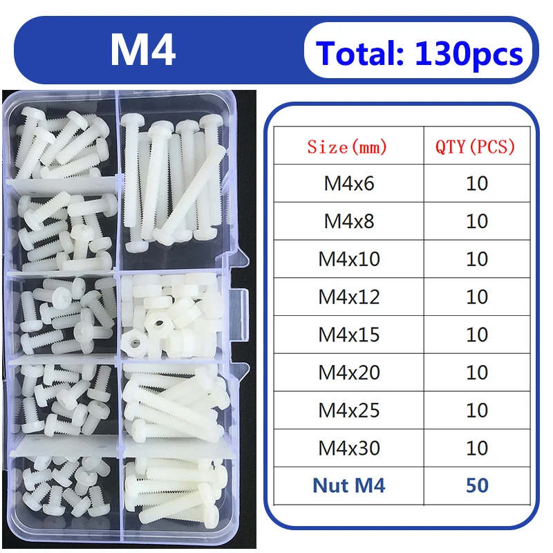 White Nylon Plastic Phillips Pan Cabeça Combinação