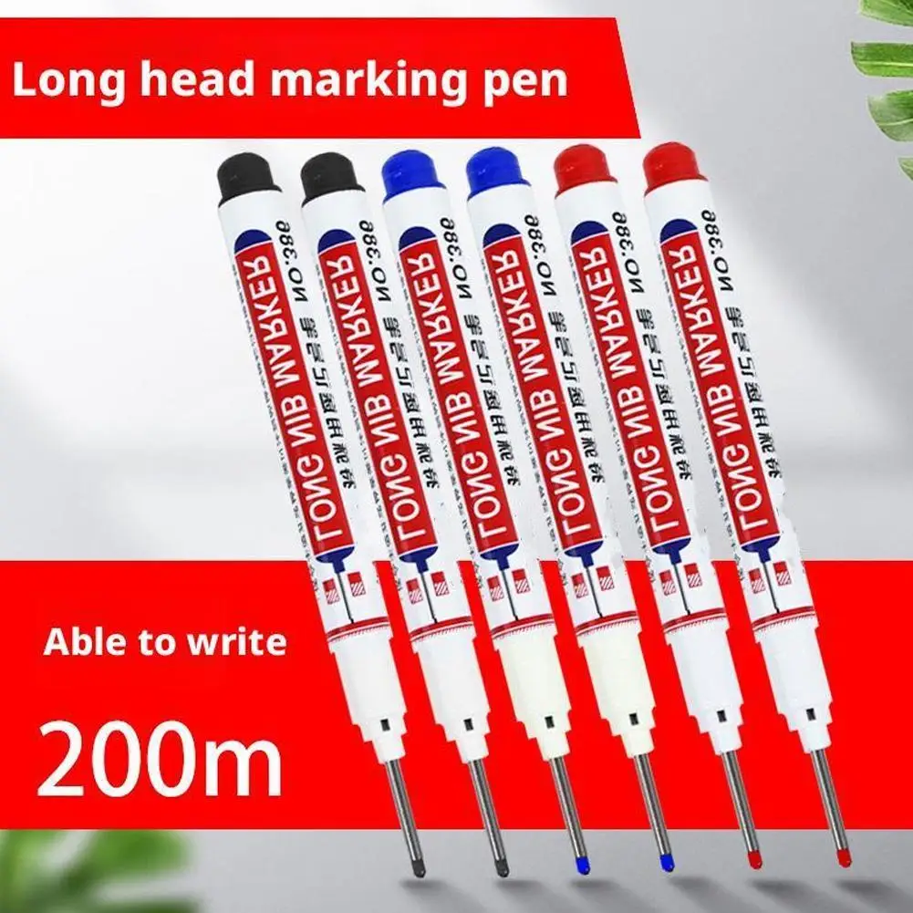 Waterproof Long Head Markers Deep Hole Pen Metal Carpenter