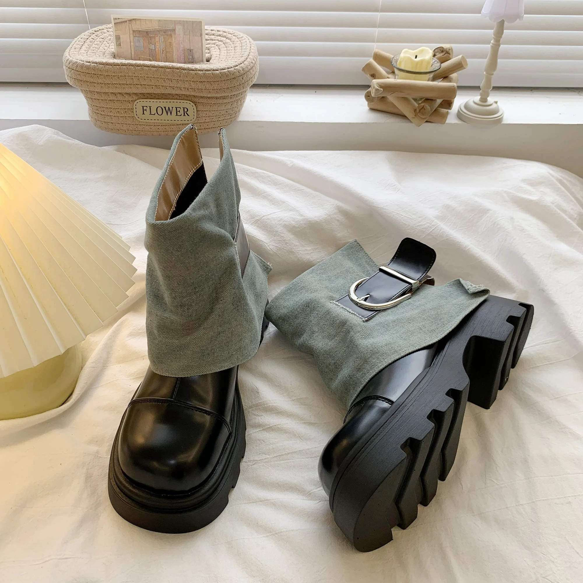 

Женские зимние ботинки, женские низкие ботинки, женские ботильоны с круглым носком, модель 2023 года, осенне-зимние ковбойские тканевые ботинки в римском стиле