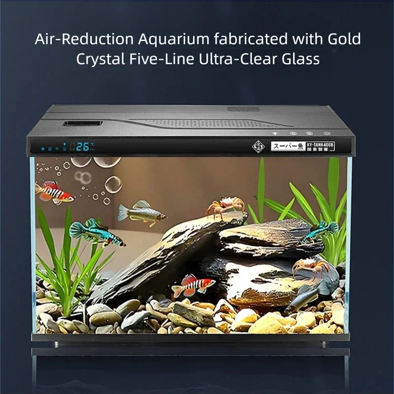 Acuario de peces frescos, tanque de peces de escritorio inteligente, aplicación táctil, Control silencioso, reducción de aire, arrecife de Coral para agua dulce marina