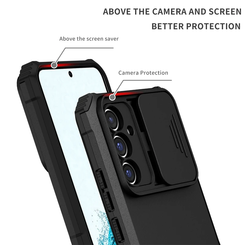 Durable Armor Kickstand Slider Camera Protector Phone Case
