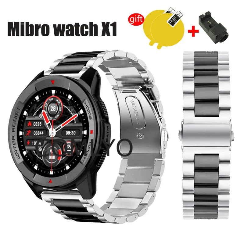

Металлический ремешок для умных часов Mibro watch X1 A1 T1 C2 GS, классический модный спортивный браслет, защитная пленка для экрана