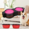 2-in-1 Foldable Dual Bowl Feeding Bowl Portable Outdoor Travel Dog Cat Drinking Bowl Pet Supplies Outdoor Feeding Water 1pc 2