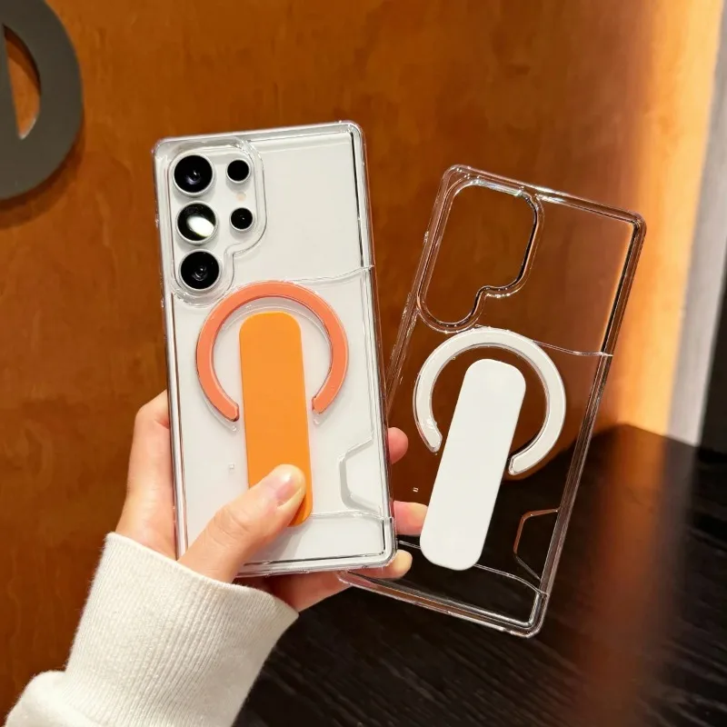 Luxury Clear Magnetic Card Holder Phone Case - Shockproof Bracket Bumper Cover