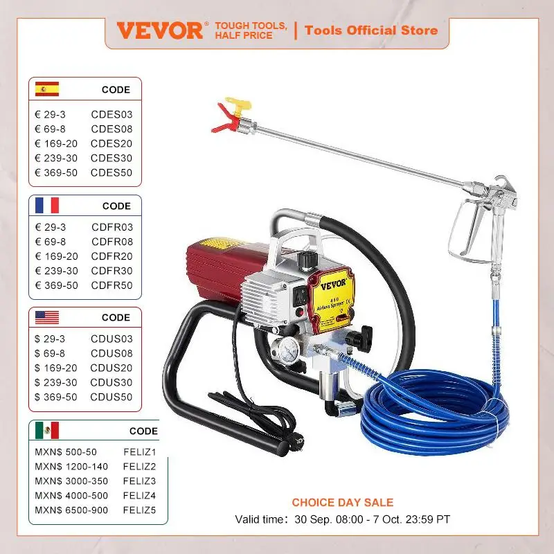 VEVOR 1800W wysokociśnieniowy bezpowietrzny pistolet natryskowy do malowania ścian z EU za $193.52 / ~760zł