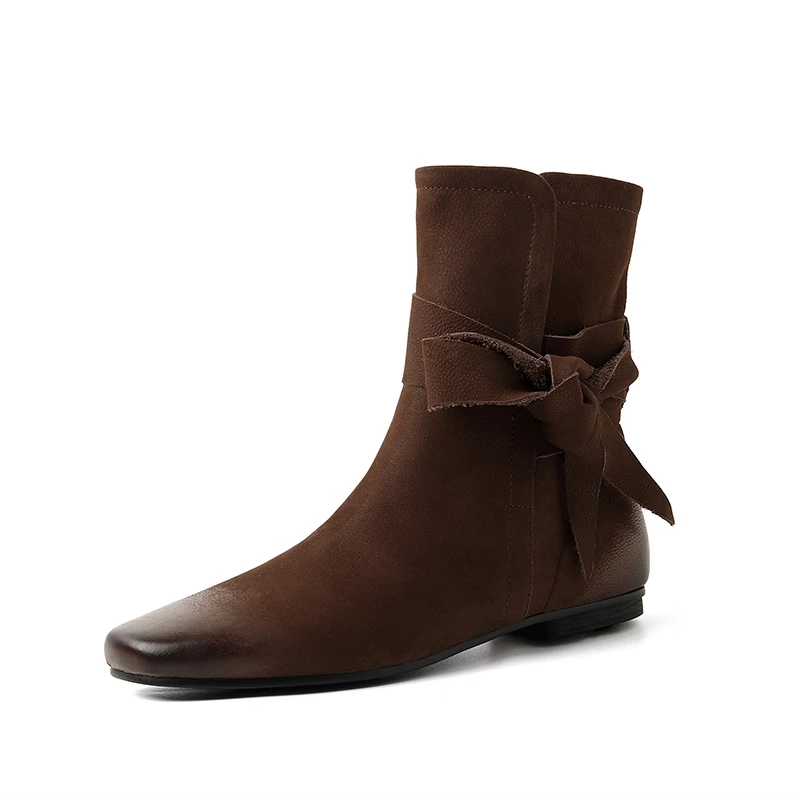 

Женские ботильоны из натуральной кожи, ботинки из воловьей и свиной шкуры, на шнуровке, размер 22-2023 см, современные, Осень-зима 24,5