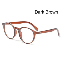 Retro Ultralight Round Frame Anti Blue Light Glasses (Dark brown)