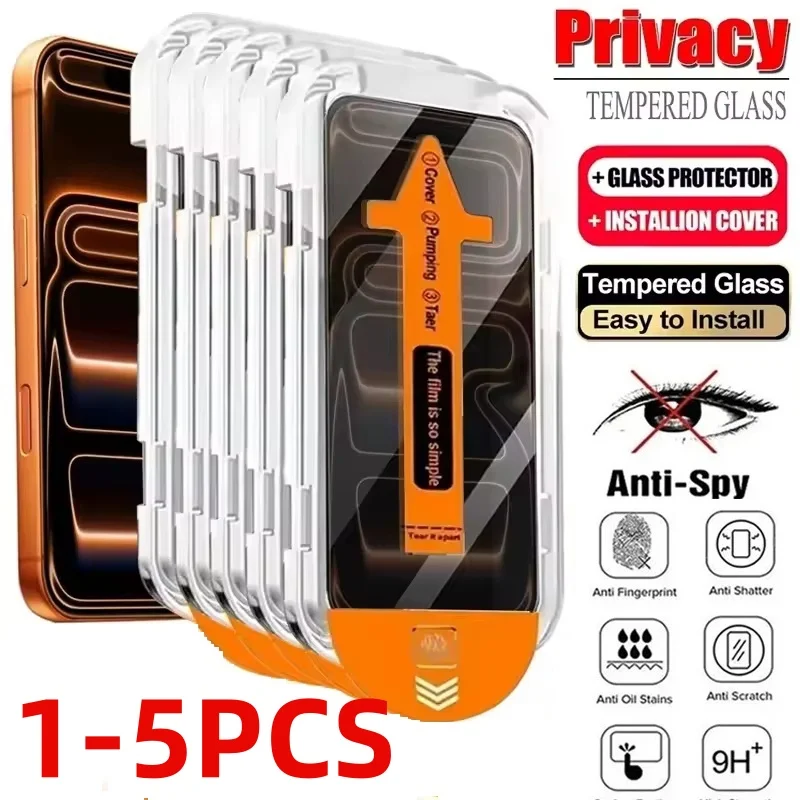 1-5pcs Dust Free Installation Privacy Screen Protector For IPhone 17 16 15 14 11 12 13 Pro Max 16Plus XR Air Anti-spy Glass Box