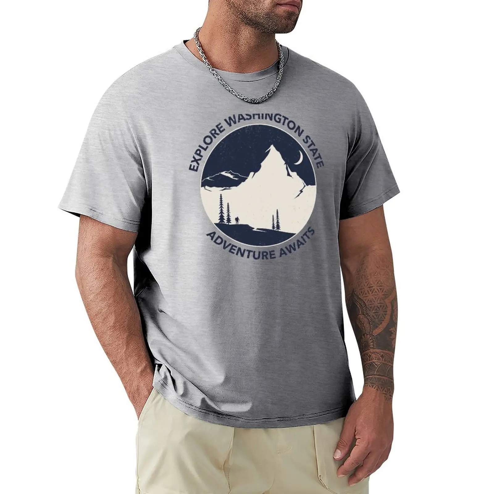 

Explore Washington State, Adventure Awaits T-shirt cute clothes plus size tops Men's cotton t-shirt