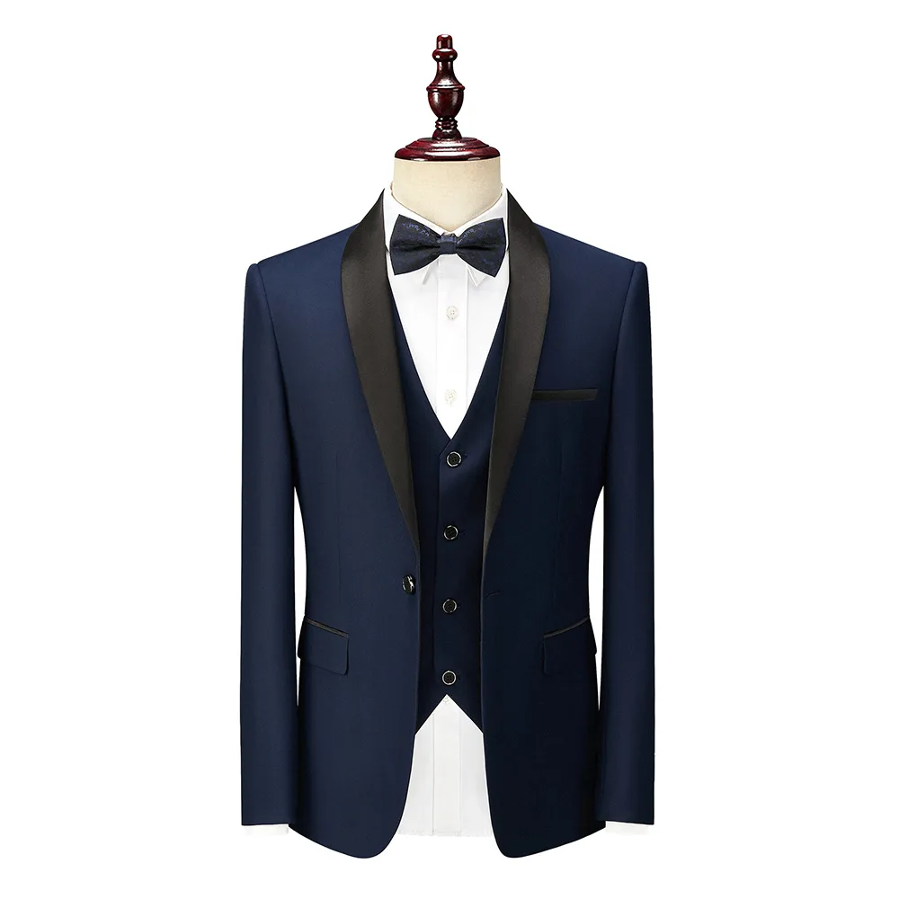 Elegant Suits For Men Black Gray Business Formal Male Slim Fit Jacket Set (Blazer+Pant+Vest) Groom Wedding Prom Chic 3 Piece Set