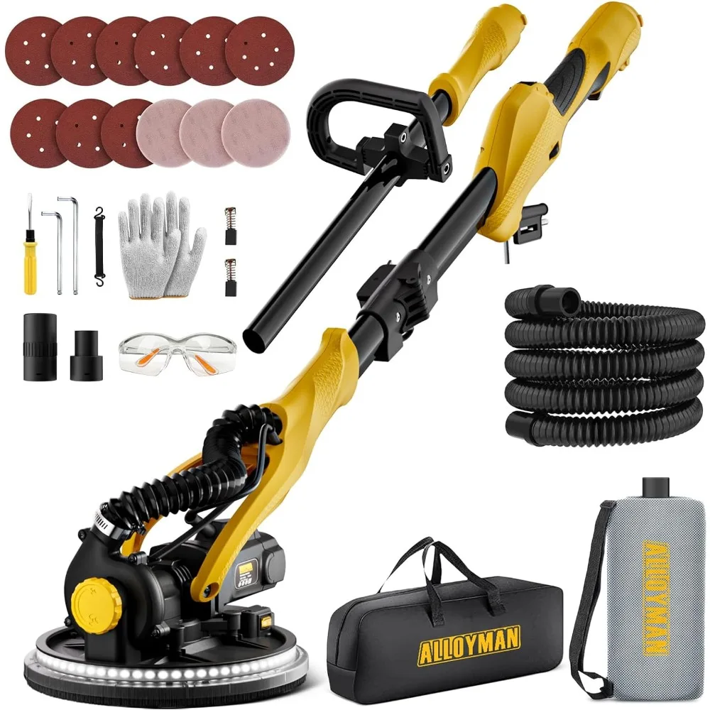 

1050W Electric Drywall Sander with Vacuum Dust Collection, 2100RPM Wall Sander with 7 Variable Speed, Foldable