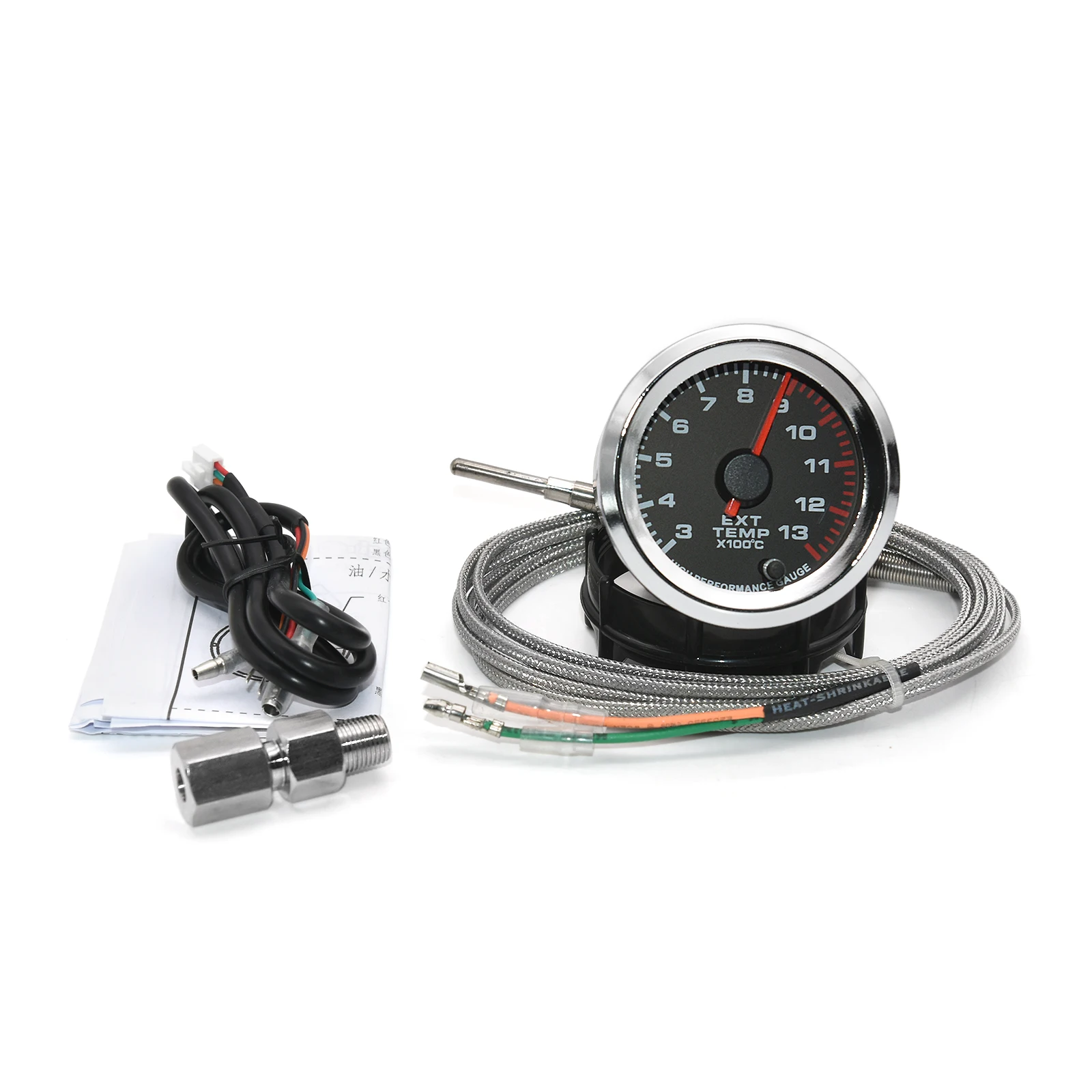 52mm Car Exhaust Gas Temp Temperature Gauge 7 Color LED Backlight Universal EXT Temp Meter EGT For Racing Car 12V