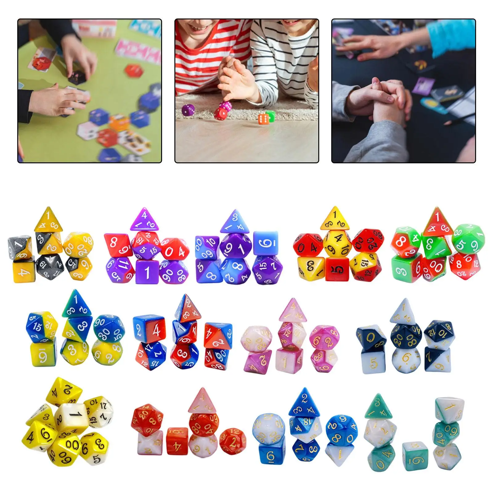 7x Polyhedral Dices Math Teaching Toys Party Favors Entertainment Toys Party Game Dices Set for Party Board Game Card Game