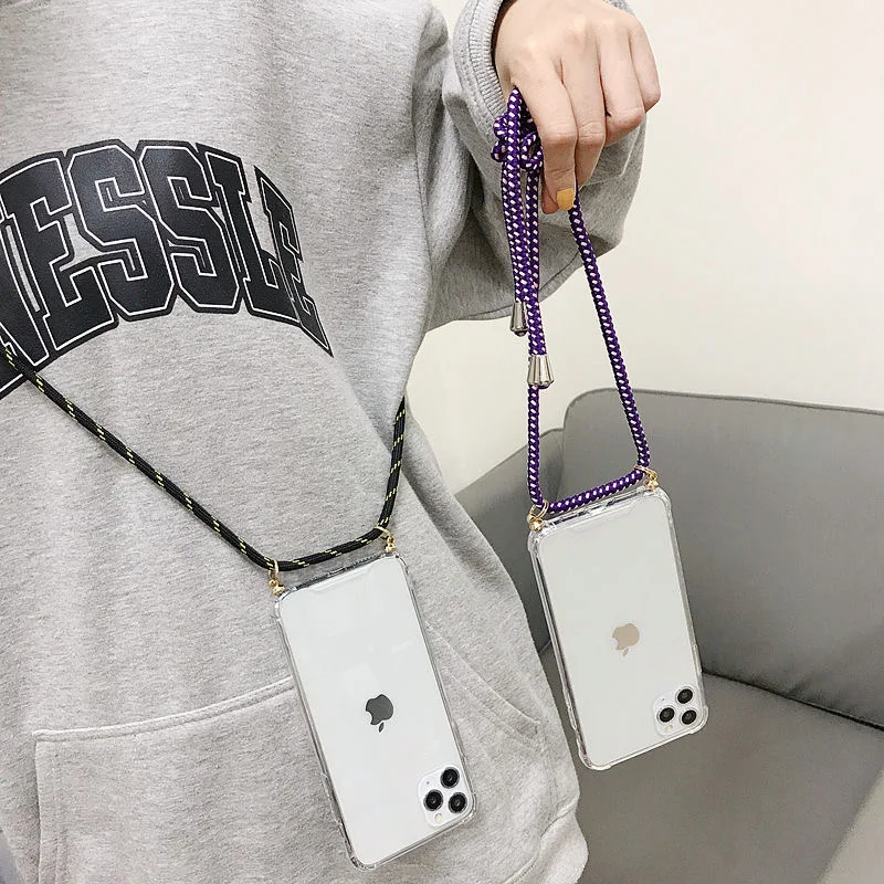 Clear Crossbody Necklace Rope Case with Lanyard Strap Cord and Soft Back Cover