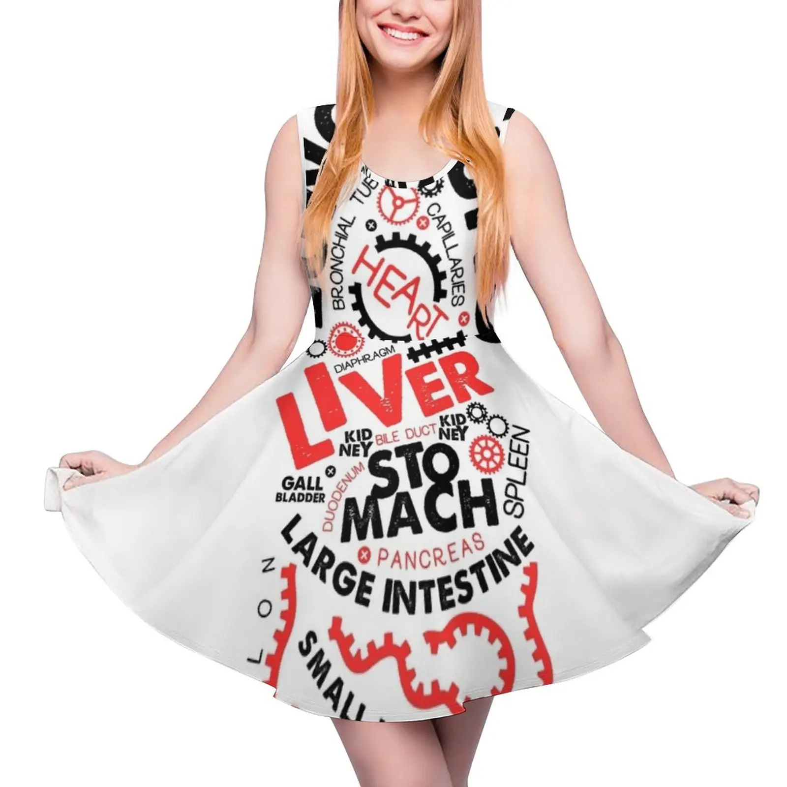 Internal Organs Typographic Artwork. Sleeveless Dress chic and elegant evening dress summer dress woman 2024 Beachwear