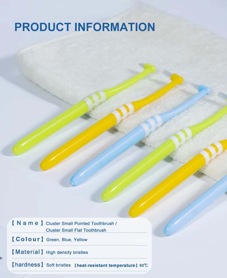 Fawnmum Kieferorthopädische Zahnbürste, spitzer und flacher Kopf, weiches Haar, Korrektur, saubere Zähne, Lückenseide, Mundhygiene, Zahnspangen, 1 Stück – Detail 2