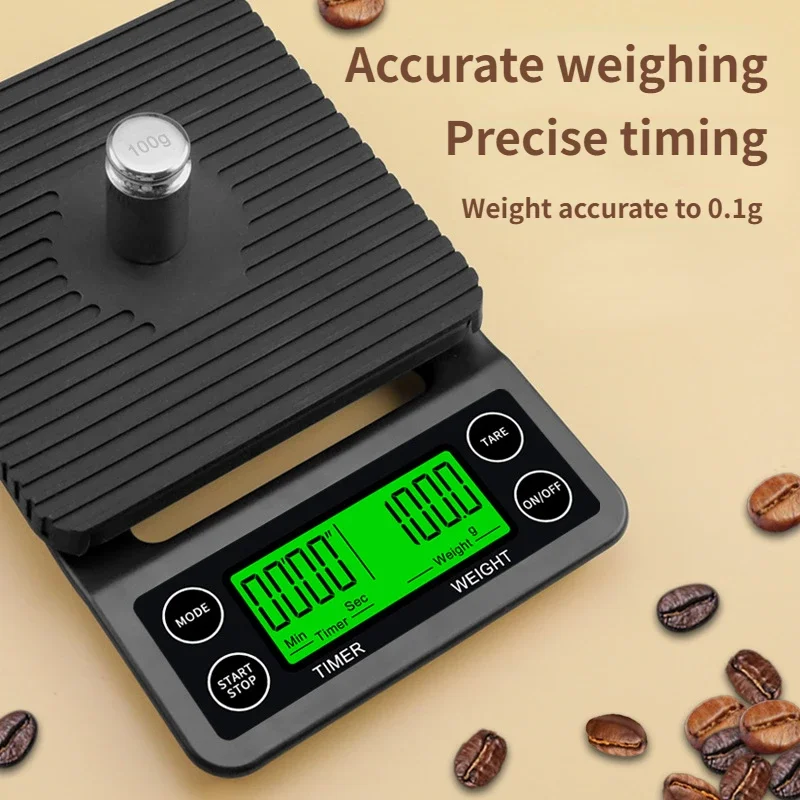 Precision Drip Coffee Scale Coffee Weighing 0.1g Drip Coffee Scale with Timer Digital Kitchen Scale High Precision LCD Scales