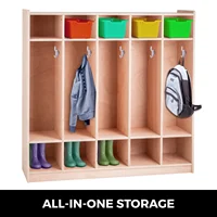 Preschool Cubby Lockers 5-Section Plywood Birch Coat Locker 15MM Thickness Kids Locker for Home 48.4 Inch High Durable 2