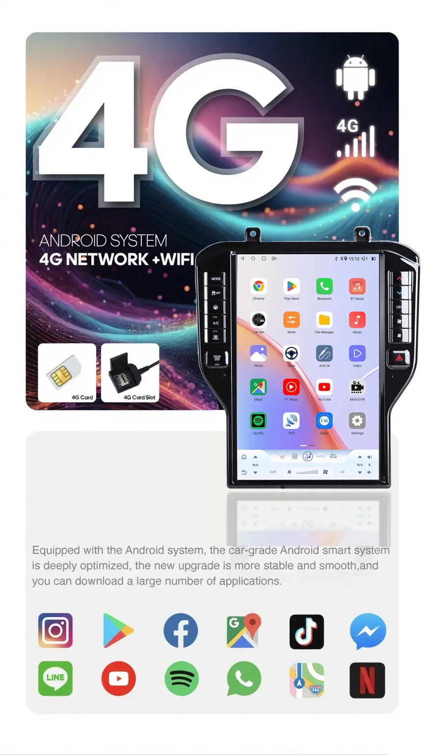 14.5'' Android 14 Car Radio For Ford Mustang GT 2015-2021 Stereo Upgrade Tesla S