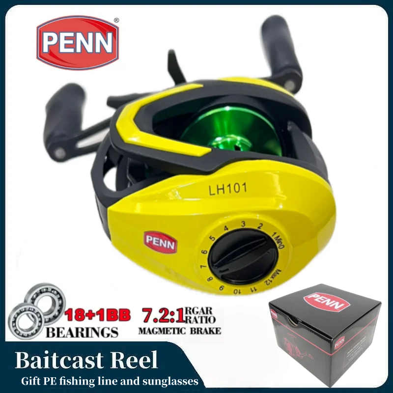 PENN Baitcast Reel 18+1BB 7.2:1 Gear Ratio Magnetic Brake System with Free  PE Line Sunglasses Gift - AliExpress 18