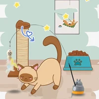 New cat funny cat stick steel wire long pole feather cute cat toy kitten fishing rotating self-pleasure relief pet toy 4