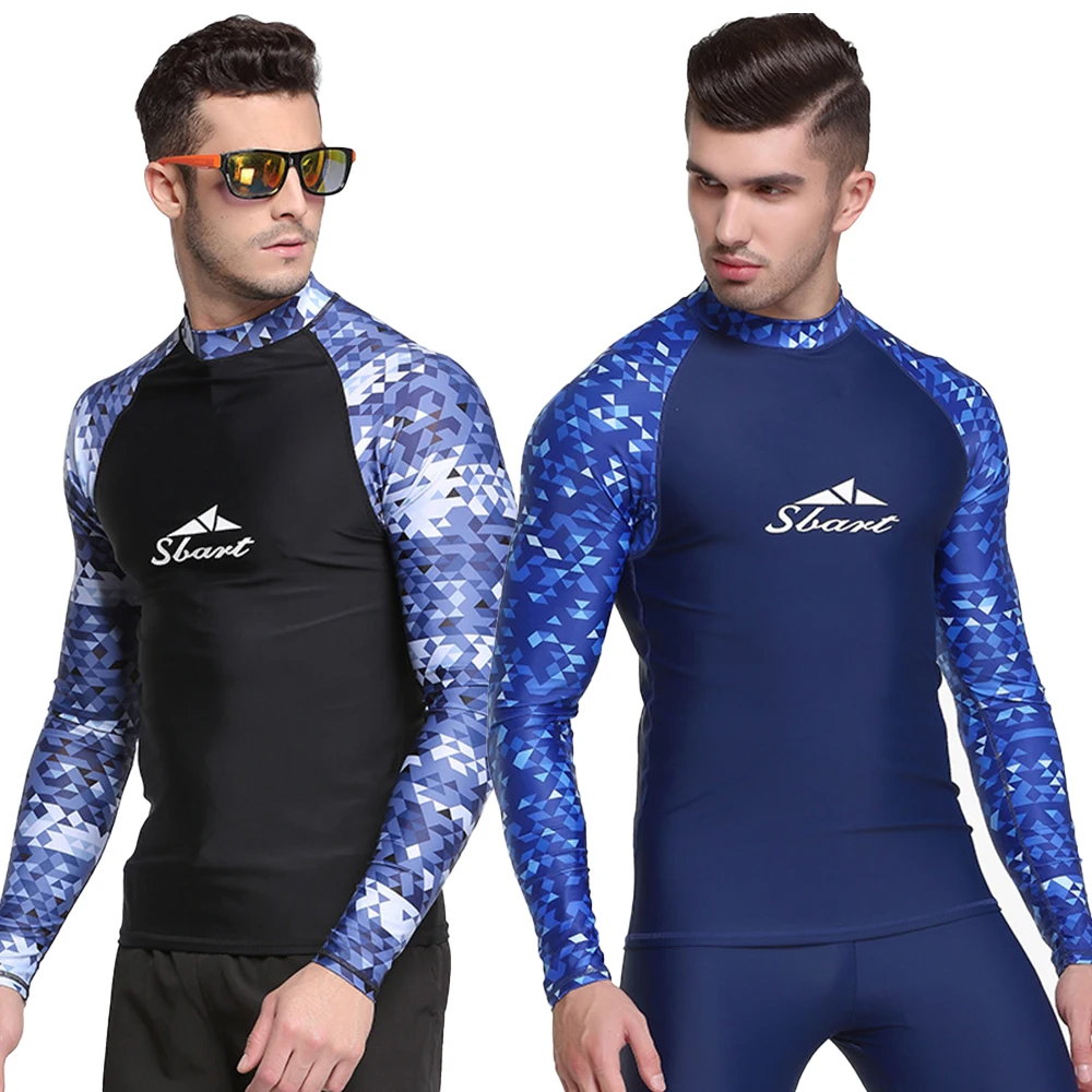 

2023 New Men's Fashion Split Long Sleeve Swimwear Surfing Top Quick Drying Sun Protection Beach Water Sports Surfing Diving Top