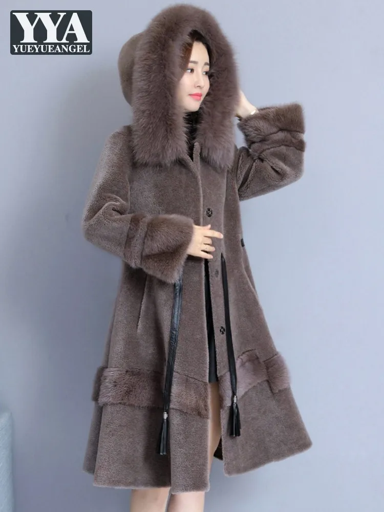 Women's Faux Fur Collar Thickened Long Section Coats