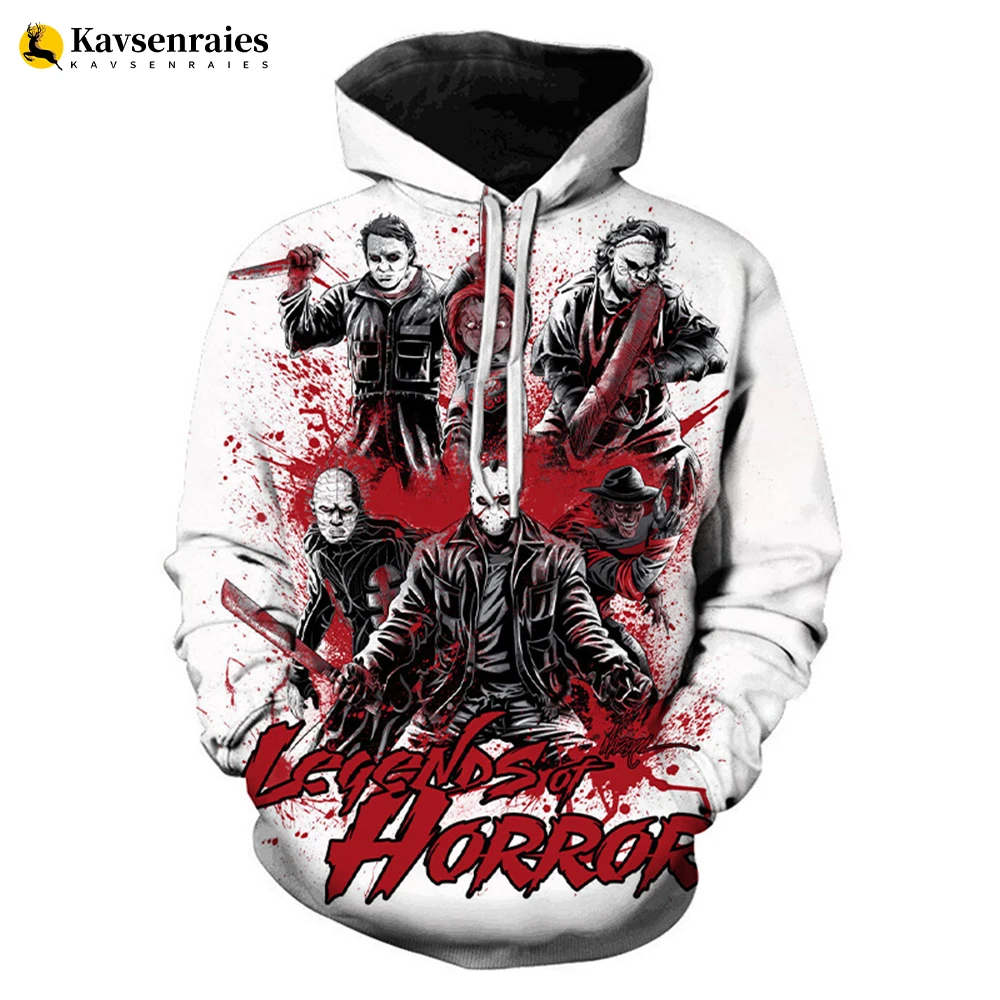 HIAPES Halloween Sweat À Capuche Michael Myers 3D Print Sweat Casual Pullover, Mode Femme Homme Loose Plus Size Jacket XS ~ 4XL