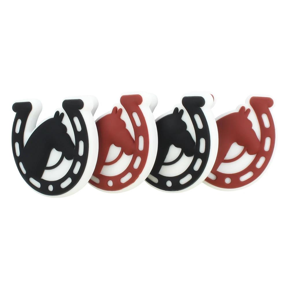 10PCS Baby Silicone Loose Bead Cartoon horseshoe shape Silicone Focal Beads For Jewelry Making DIY Necklace Bracelet Accessories