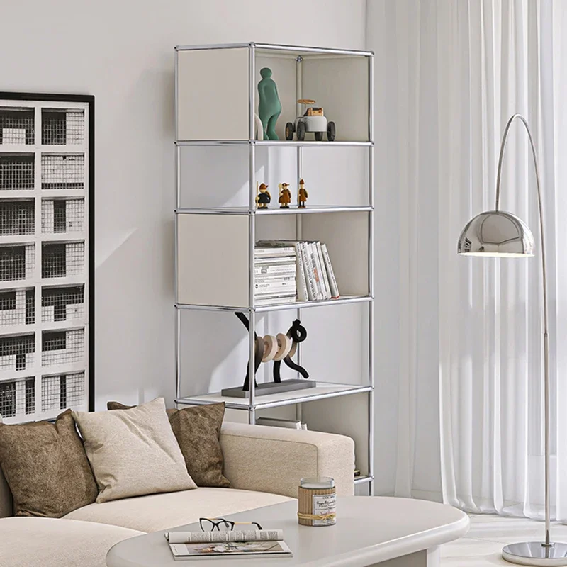 

White Bookshelf Desk Metal Creative Design Office Corner Minimalist Display Cabinet Display Estanteria Salon Nordic Furniture