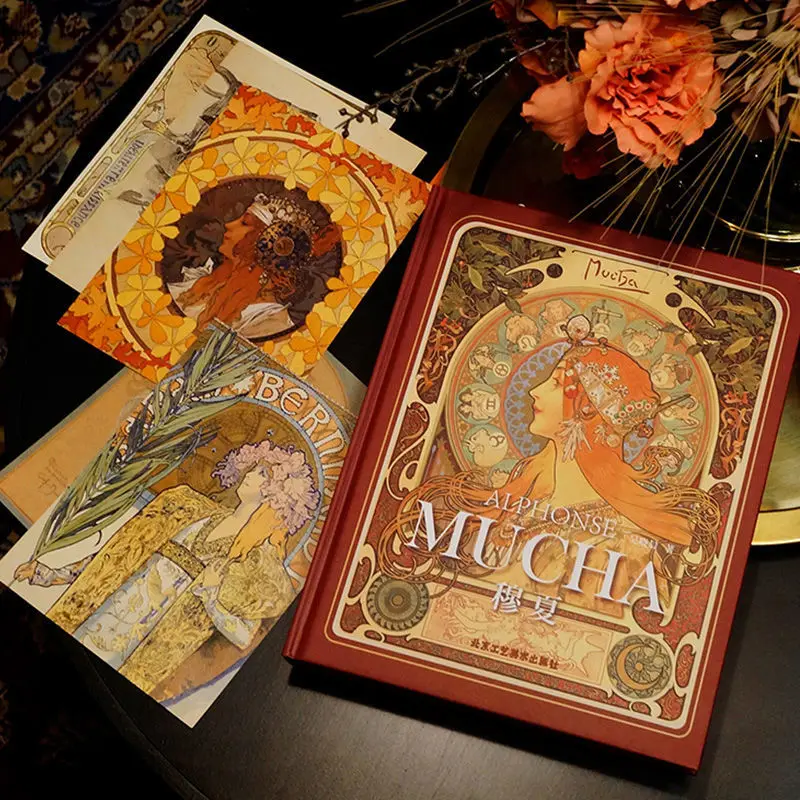 

Mucha Collection of Paintings Hardcover High-definition Oil Painting Color Card Book Master Album Works Renaissance Europe