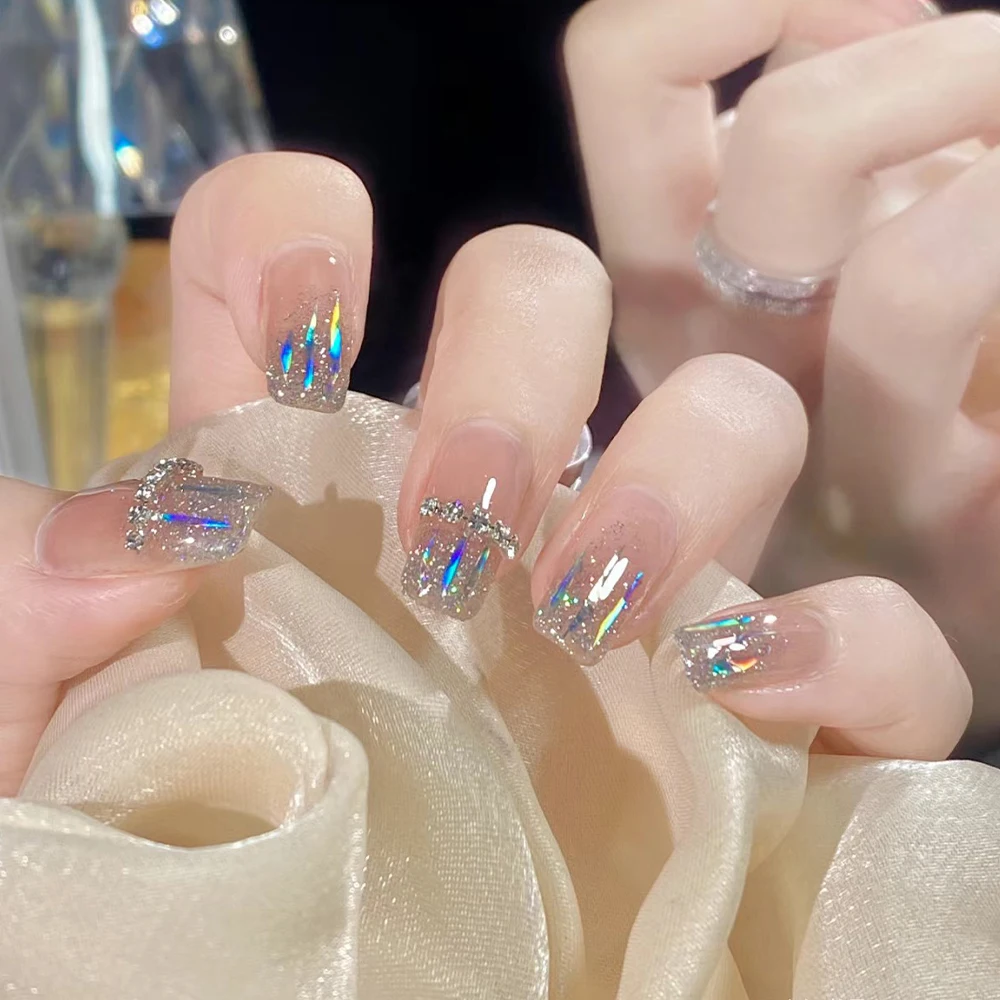Clear Holographic Nail Sticker Broken Glass Design DIY Manicure Decals
