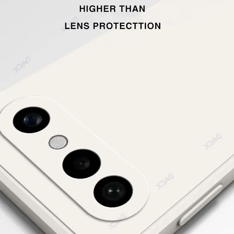 Luxury Square Liquid Silicone Shockproof Phone Case with Soft Lens Protection