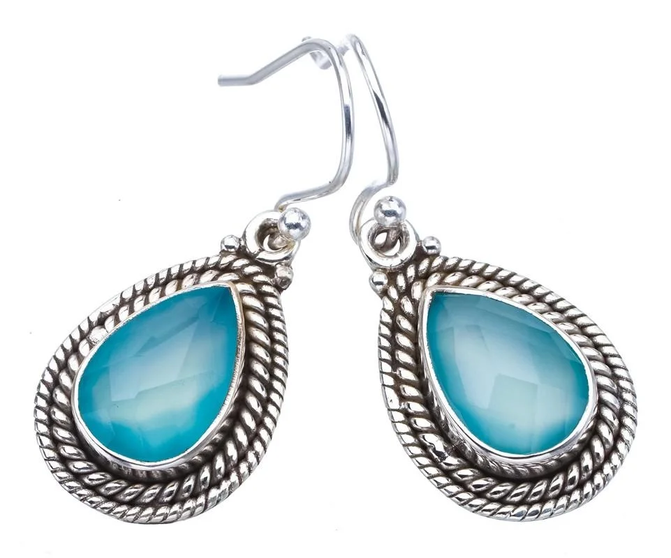 

Серьги из халцедона ручной работы StarGems, серебряные серьги 1,25 дюйма F6069