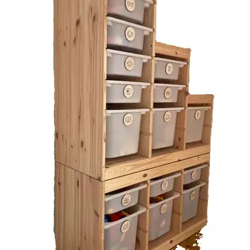 Etichette in Legno Montessori per Organizzazione Giocattoli, per Asilo Nido o Sala Giochi, 16 Tag Organizzativi Rotondi, Etichette Trofast