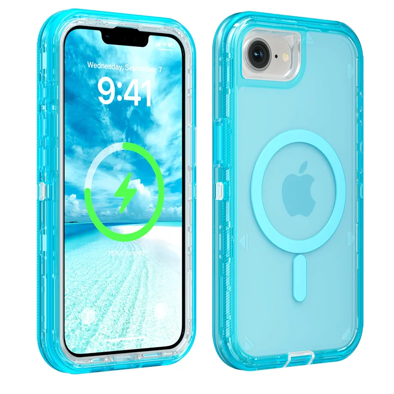 3-in-1 Heavy Armor Transparent MagSafe-Compatible Shockproof Case