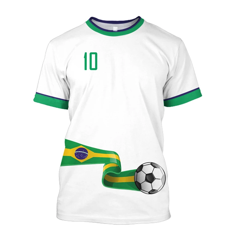 Five Star Brazil T Shirt Men Brazilian Flag Selection Soccer Team Shirt O-Neck Oversized Short Sleeve Men's Clothing Tops Tees