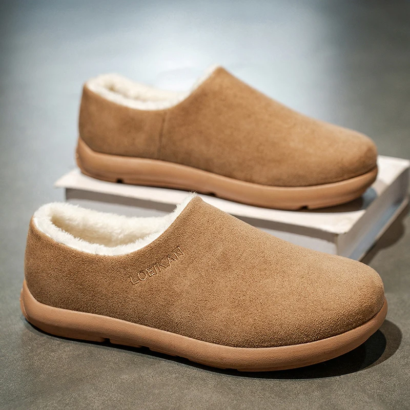 2025 Winter New Fleece - Lined Warm Cotton Slippers, Winter Home Indoor Non - slip Thick - soled Men's Comfortable Plush Slipper