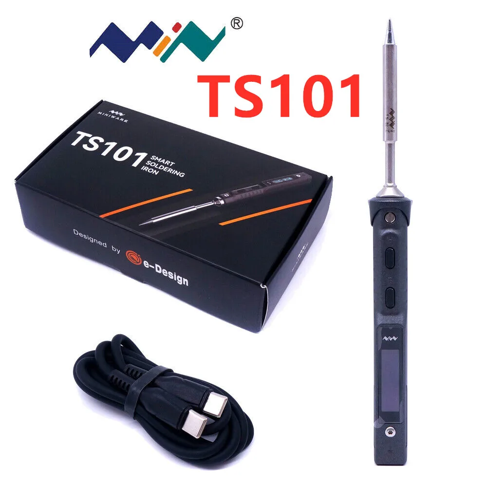 TS101 Mini Portable Digital Soldering Iron Kit Interface DC5525 65W MINIWARE Electric Type-C Multiple tips