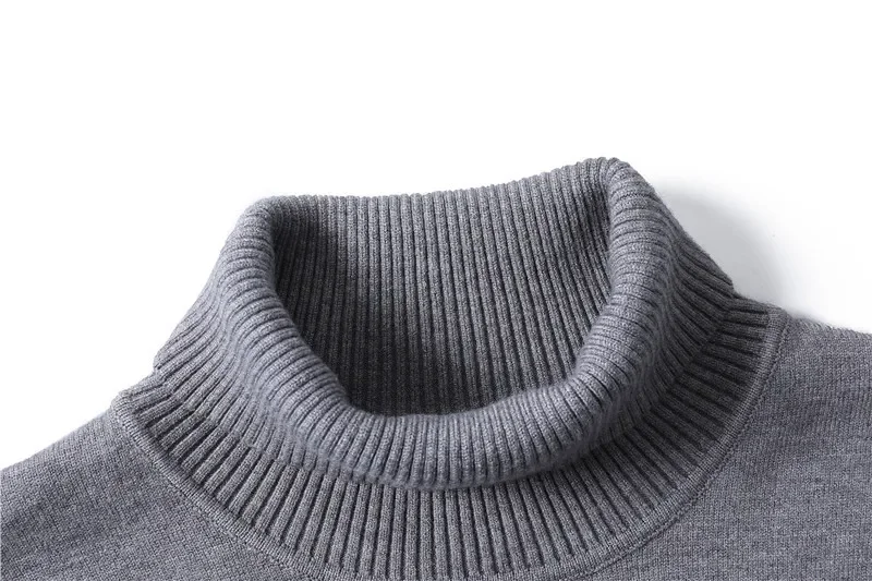 Description Picture 5 of itemAutumn and Winter Solid Color Casual Sweater Men's Long Sleeve High Neck Knitted Pullover
