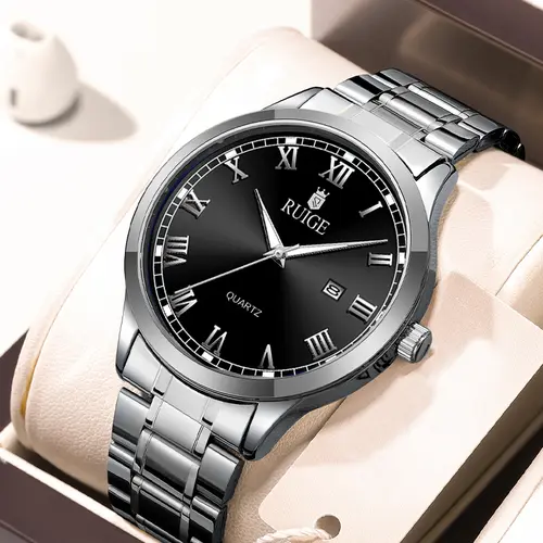 RUIGE Fashion Men's Watch Roman Scale Minimalist Men's Famous Watch Night Glow Waterproof Trendy Watch - Image 2