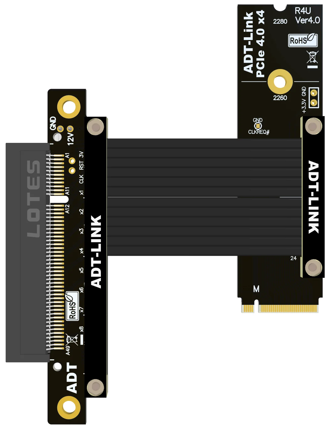 LAN RAID SSD, M2 NVMe M-Key para PCIe X8, Cabo de Extensão 4.0