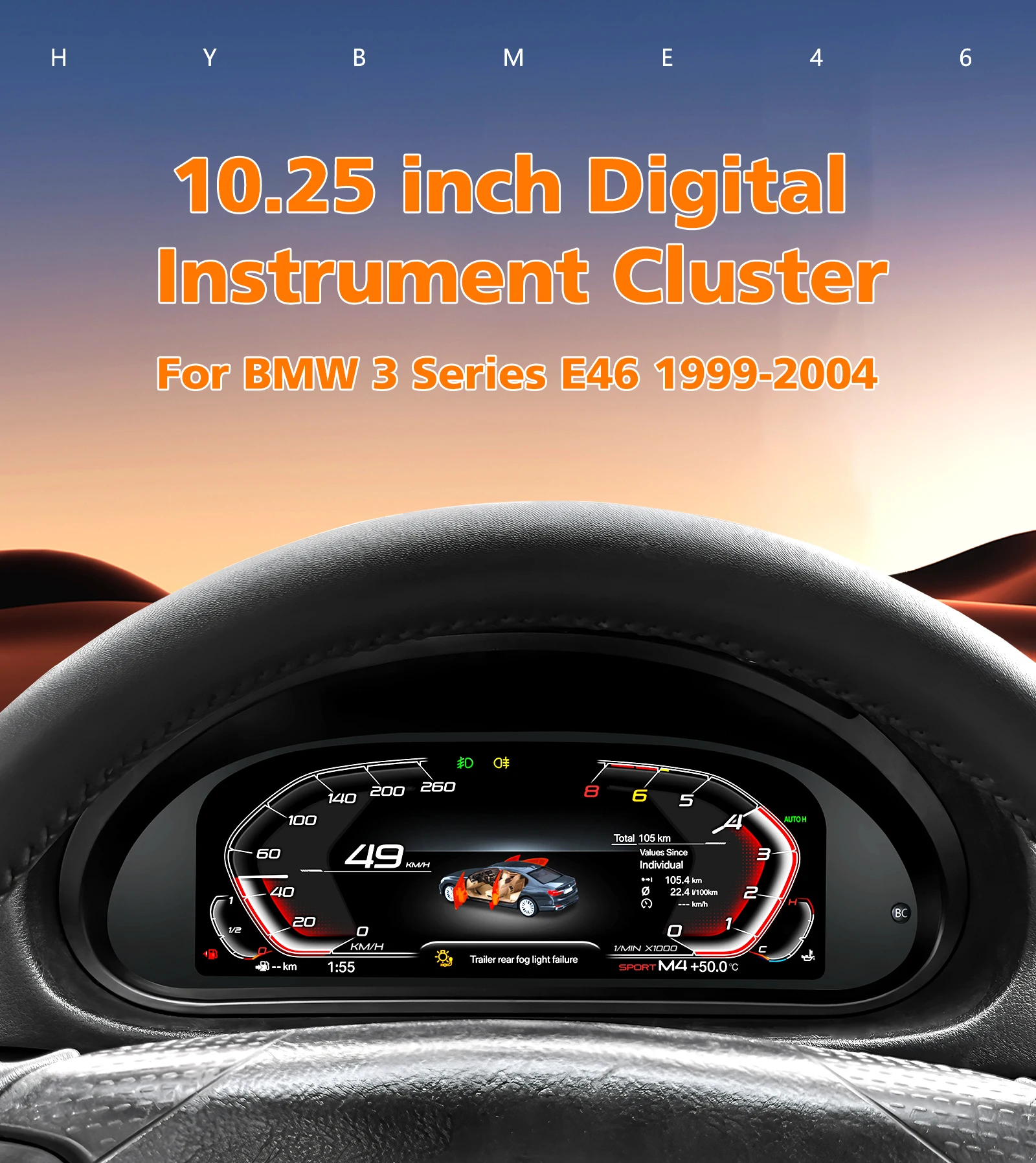 OSSURET Gran Oferta Envío Rápido Panel de Instrumentos Digital de 10.25 Pulgadas con Sistema Linux, Velocímetro LCD Completo para BMW Serie 3 E46 1999-2004, Múltiples Idiomas, Estilo ID6, Pantalla OBD con Funciones Originales del Coche, Pantalla HD 1920*720, Plug and Play, Indicadores para Coche 3