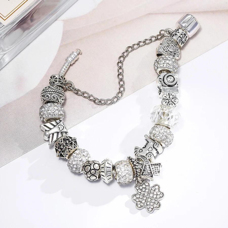 Bracelet Jewelry Dinglly Beads Lucky Charm Bracelets For Women Original Streamer Crystal Beaded Bangle Fashion Gifts