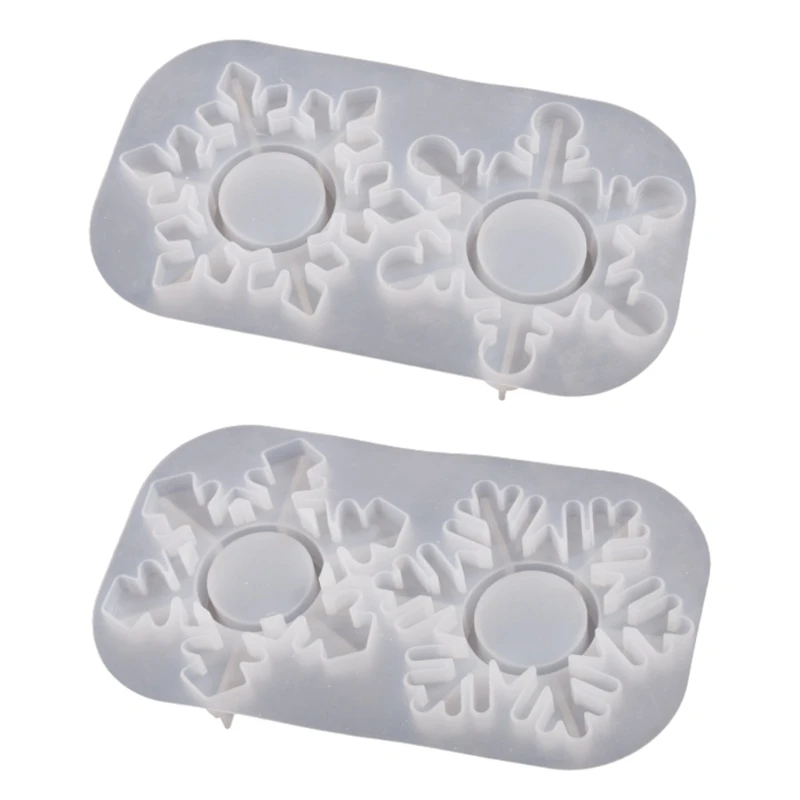 

Snowflake Mirror Candle Holder Molds for Epoxy Casting Mold for DIY Candlestick