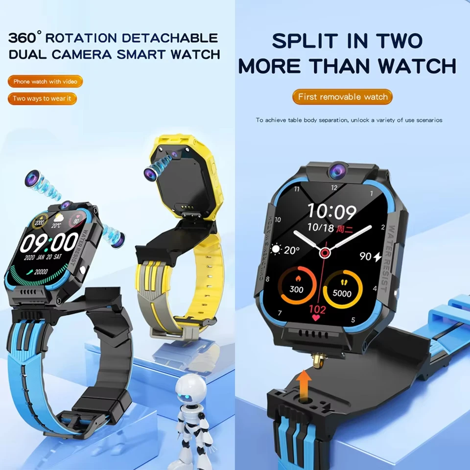 To Xiaomi Kids SmartWatch 4G/5G Sim Card Call Camera GPS Location SOS Antil-lost IP67Waterproof SmartWatch For ios Android Gift 6