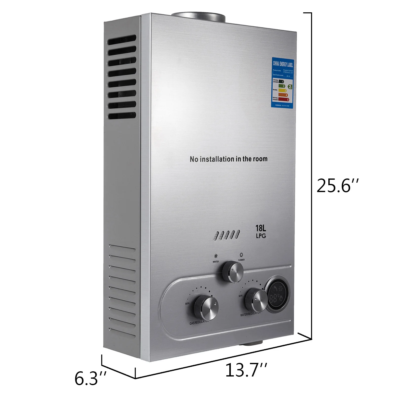 VEVOR 6L/8L/10L/12L/16L/18L LPG Hot Water Heater Propane Gas Tankless  4.8GPM Stainless Boiler Camping With Shower Head Kit - AliExpress