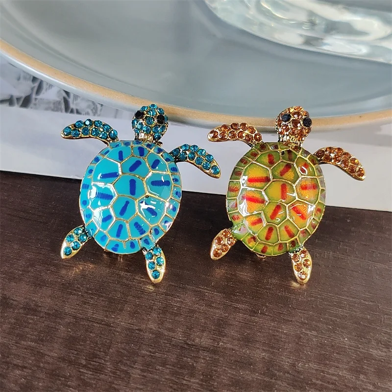 Broche De Tortuga Con Diamantes De Imitación, Broche De Tortuga