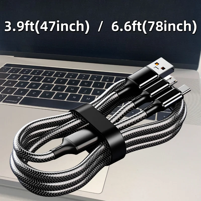 Universal 2-in-1 Fast Charging Cable with Triple Connectors