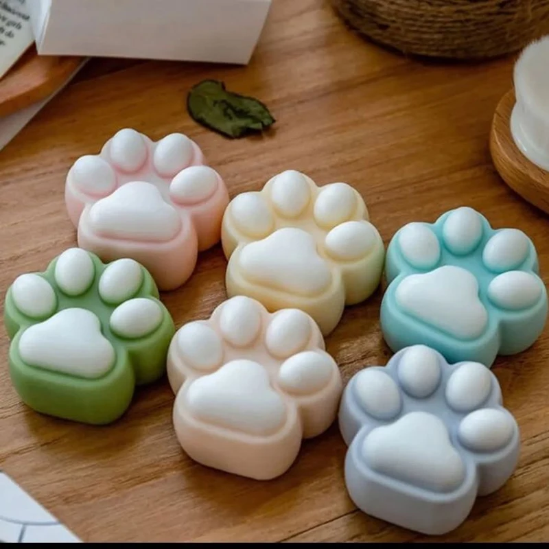 For Candle Making DIY Paraffin Resin Clay Gypsum Mould Cat Paw Mold Resin Handcraft Soap Mold
